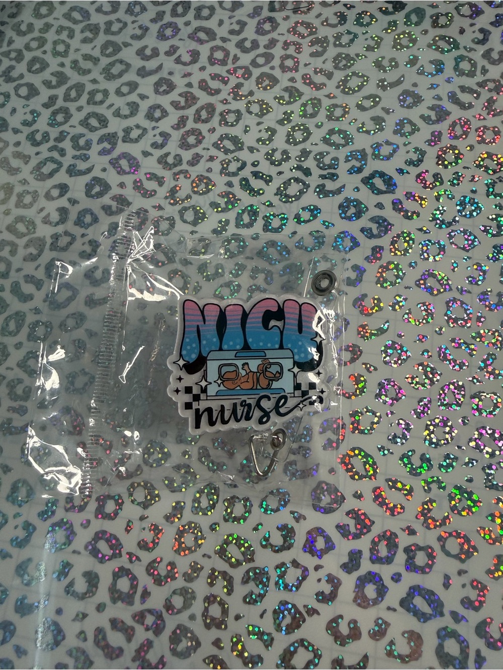 Night Nurse Badge Reel — Blue and Pink